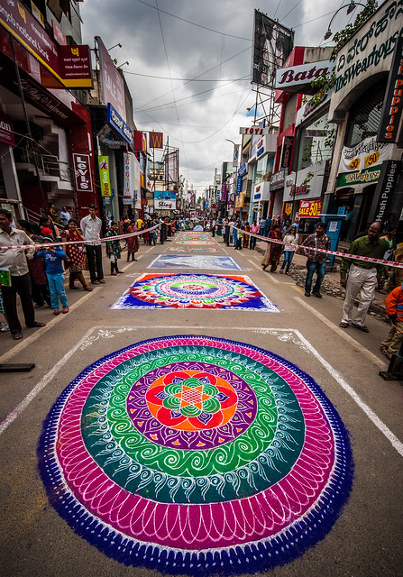 Commercial Street Rangoli Decoration for Diwali in Bangalore
