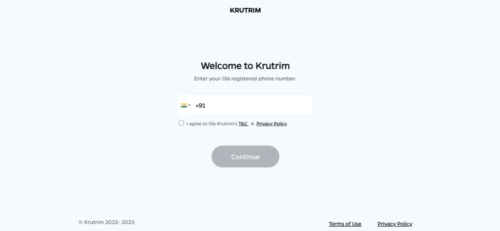 Krutrim AI Website Login URL